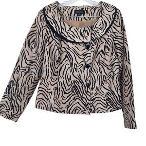 Isabella Women's Suits Jacket Animal Print Blazer Tan Black Size 12